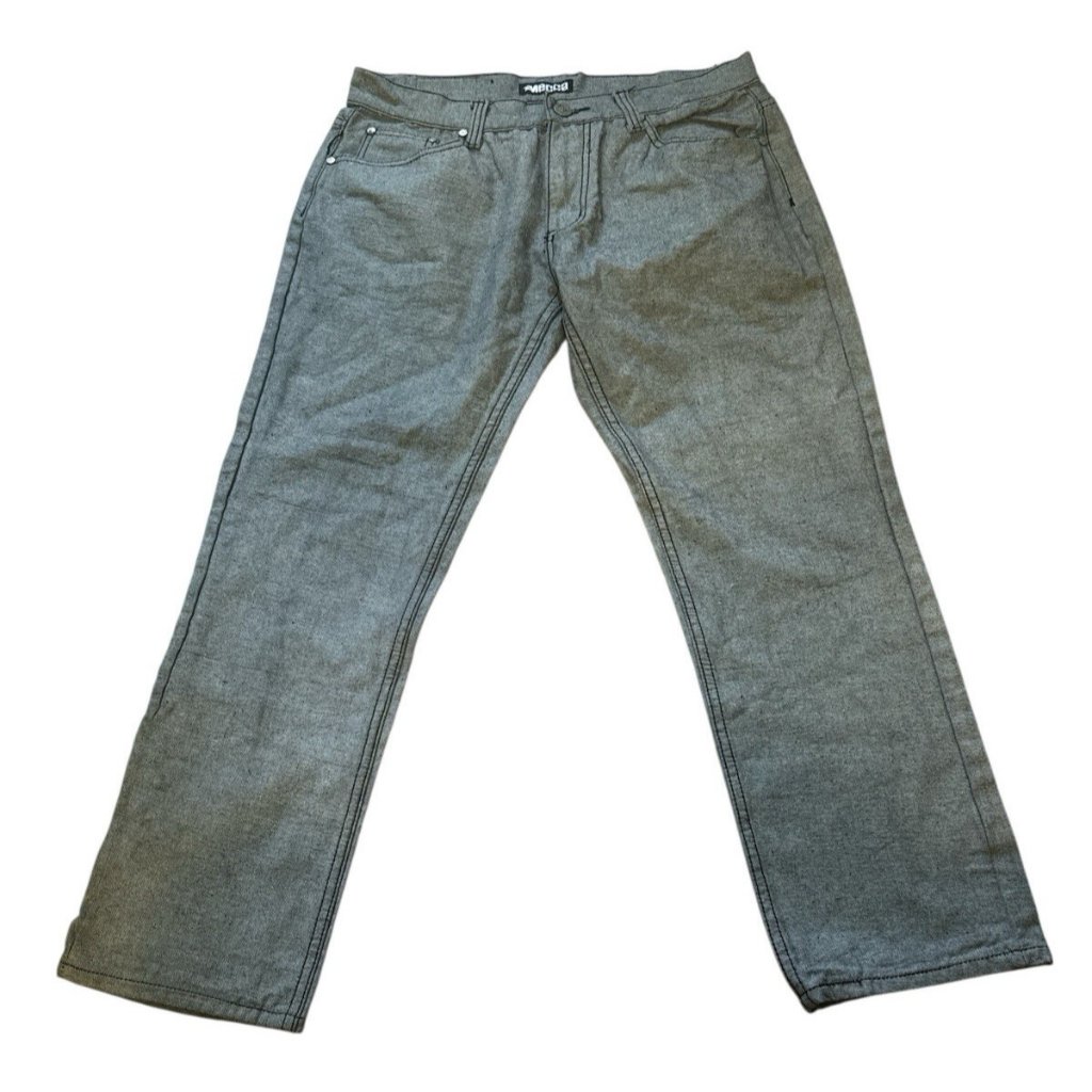 Mecca Jean Pants Mens Size 36 X 32 Gray Black 5 Pocket Straight Leg Pre Owned